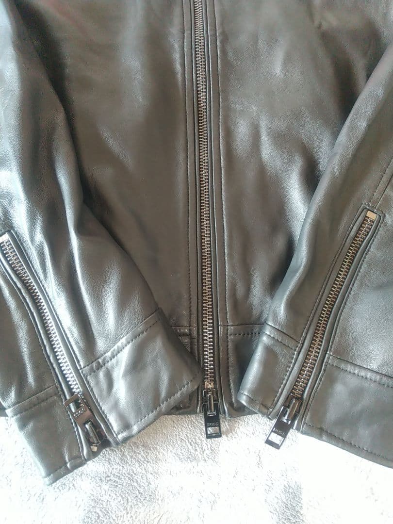 HUGO BOSS レザー シングル ライダースジャケット 革ジャン ラムレザー