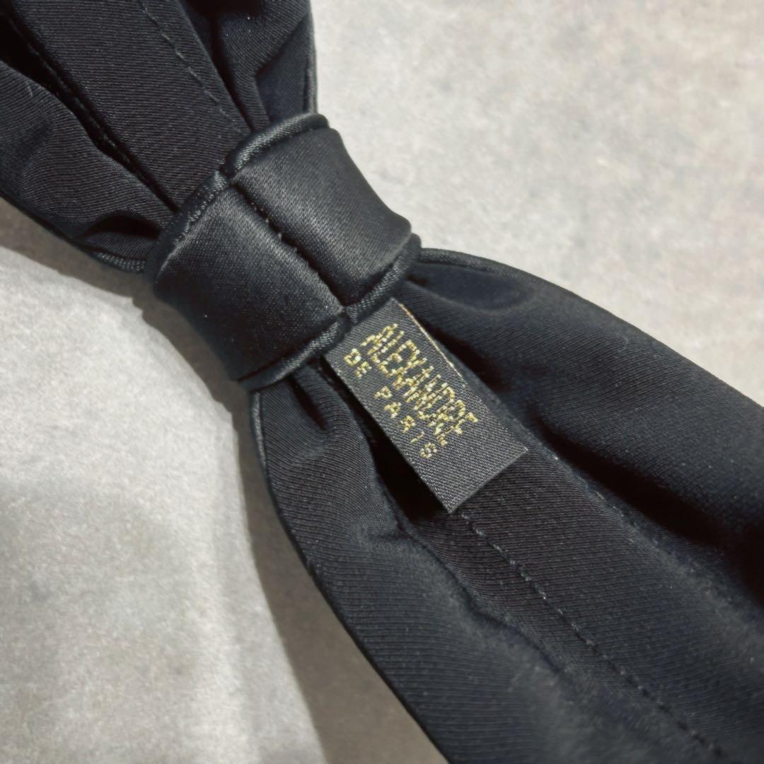 ☆美品ALEXANDRE DE PARIS ブラックリボンサテンカチューシャ☆