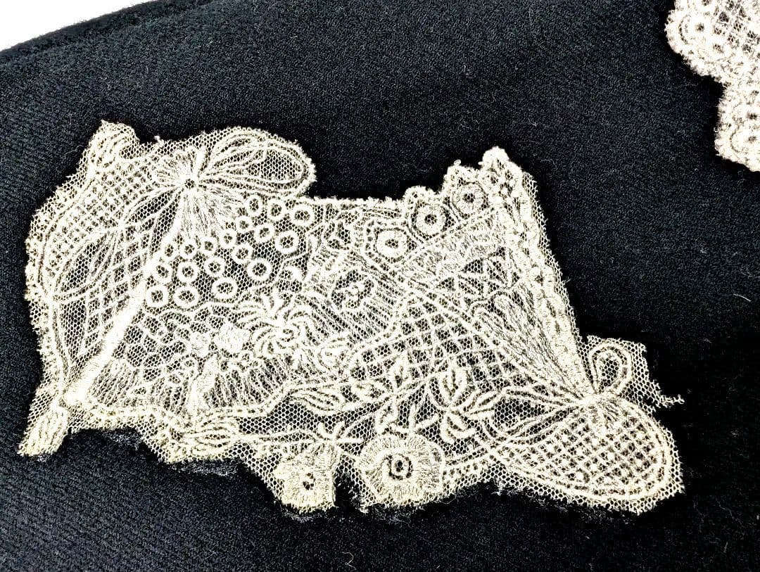 ケイタ・マルヤマ TOKYO PARIS 黒ウール 花柄レース 膝丈 スカート