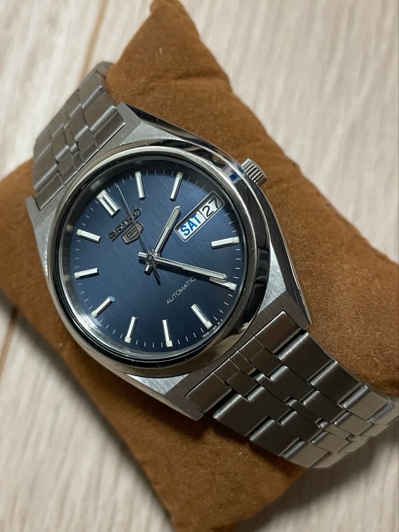 セイコー5 自動巻き 腕時計 ダークブルー