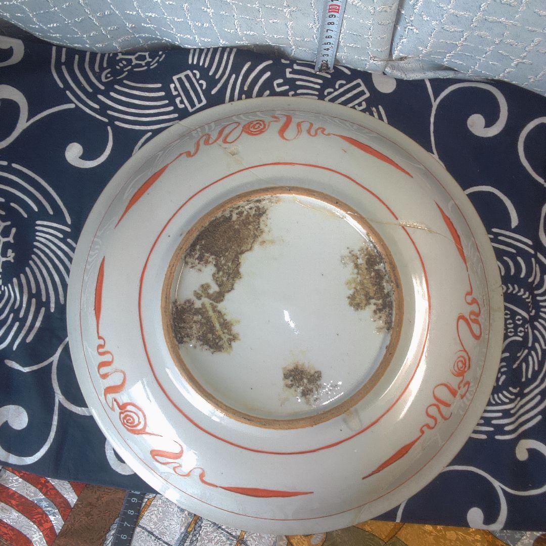 骨董６ ひび直しあります注意多色花模様の陶器皿