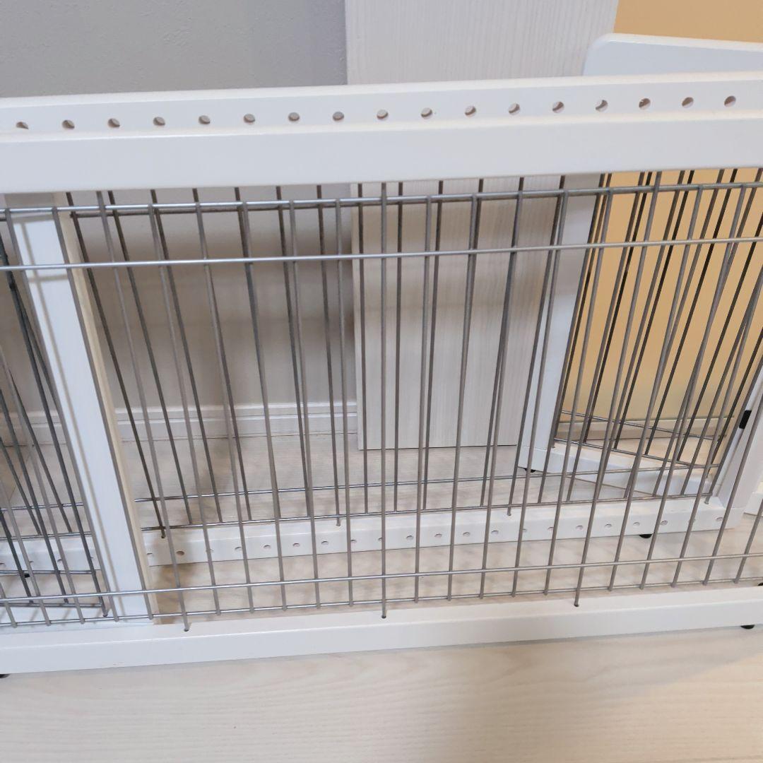 ペット用 木製おくだけゲート ホワイト　ワイド