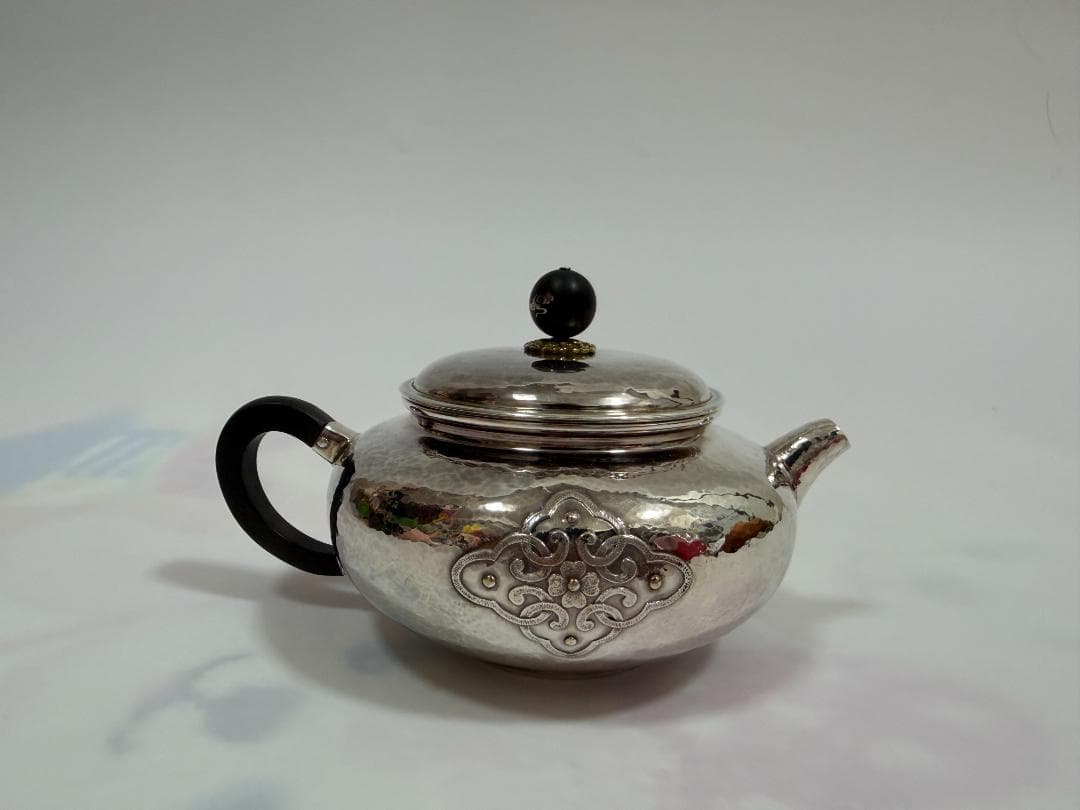 純銀製 唐草花文 急須 銀瓶 煎茶道具