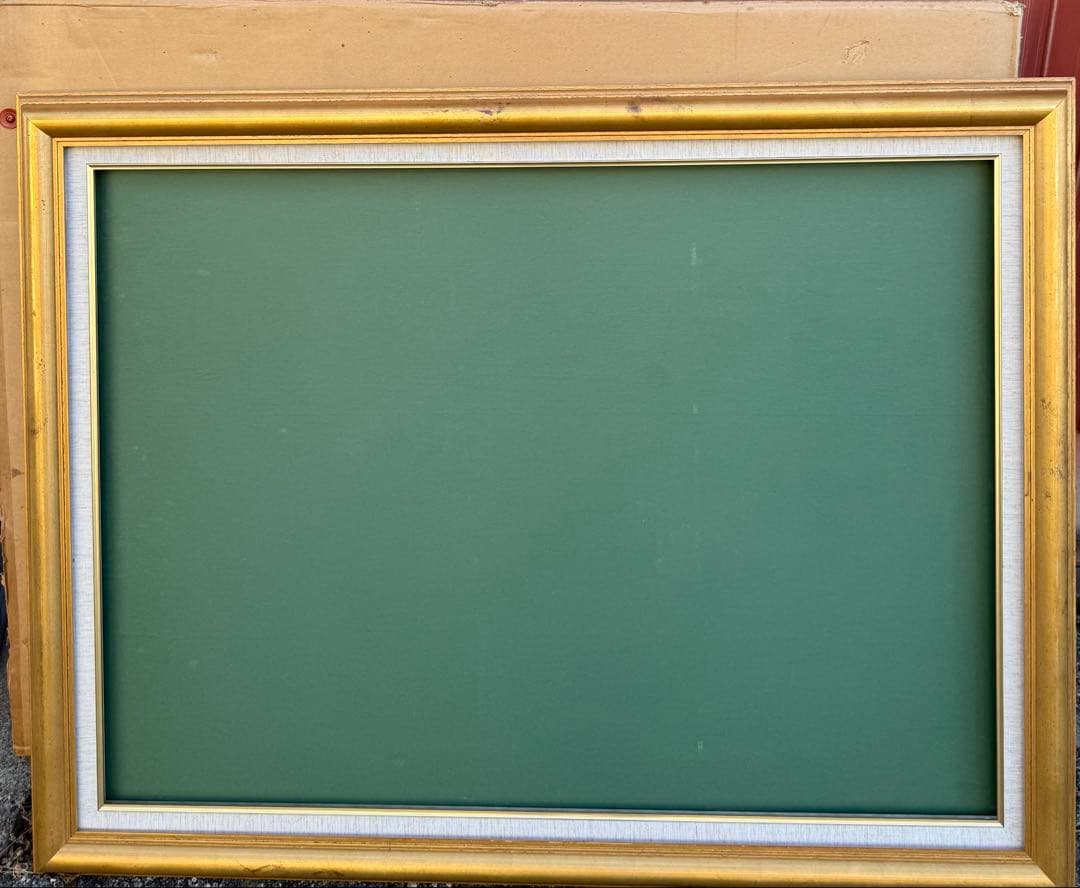 P40サイズ　 アンティーク調ゴールド油彩額縁 12/3前面アクリル板＆供箱付き