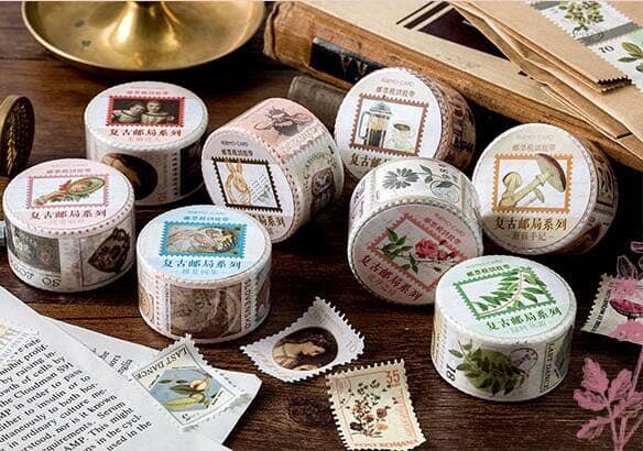 お値下げ♡レトロ切手シリーズ＊台湾マスキングテープ ミシン目入り*花①