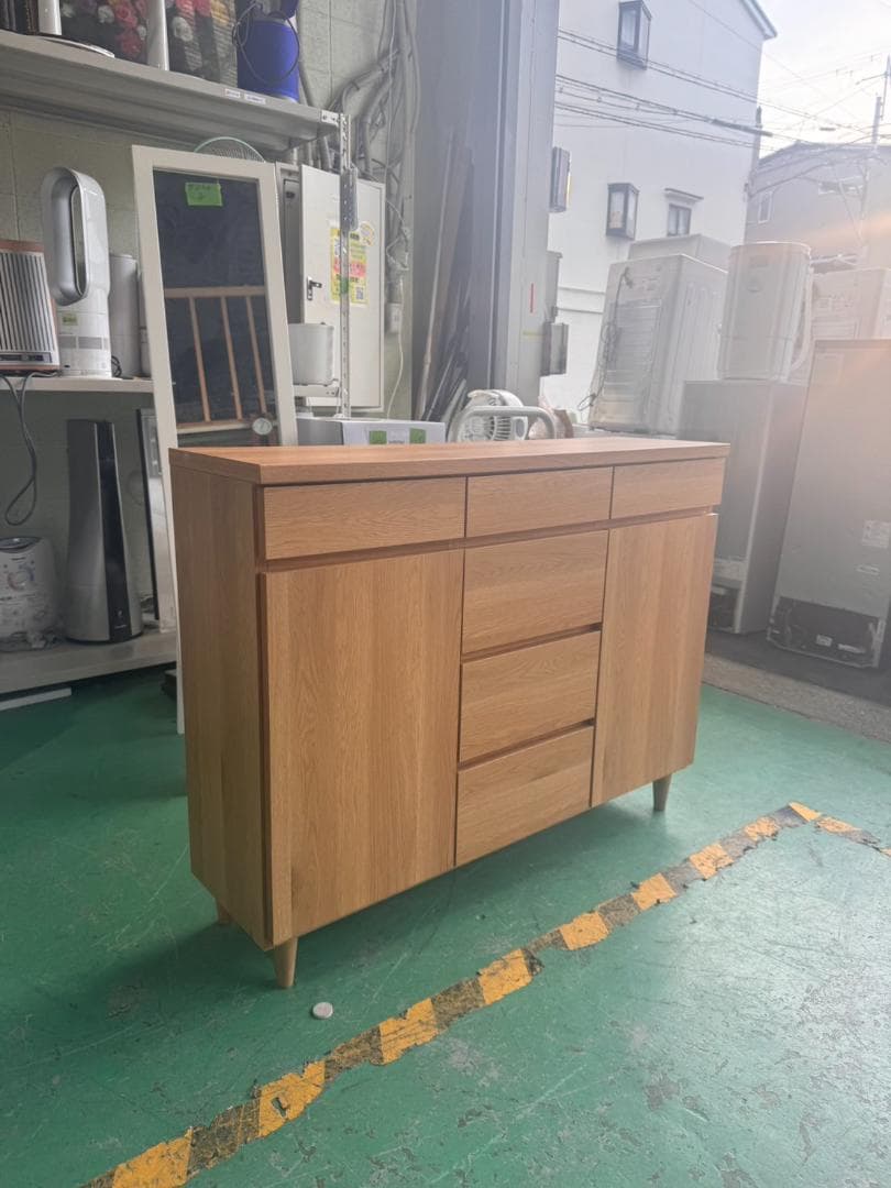 【がんばりんご】ナチュラルウッド モダンキャビネット 43