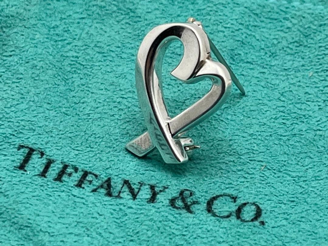 h291 美品　ティファニー　ラビングハート　ブローチ　シルバー　925
