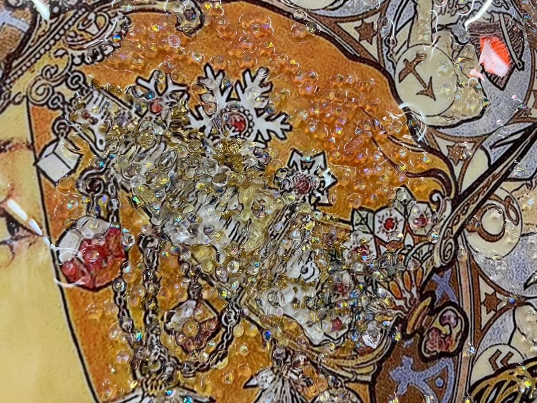 水晶絵　ミュシャ「黄道十二宮」Mucha　アートパネル　クリスタル　立体　絵画