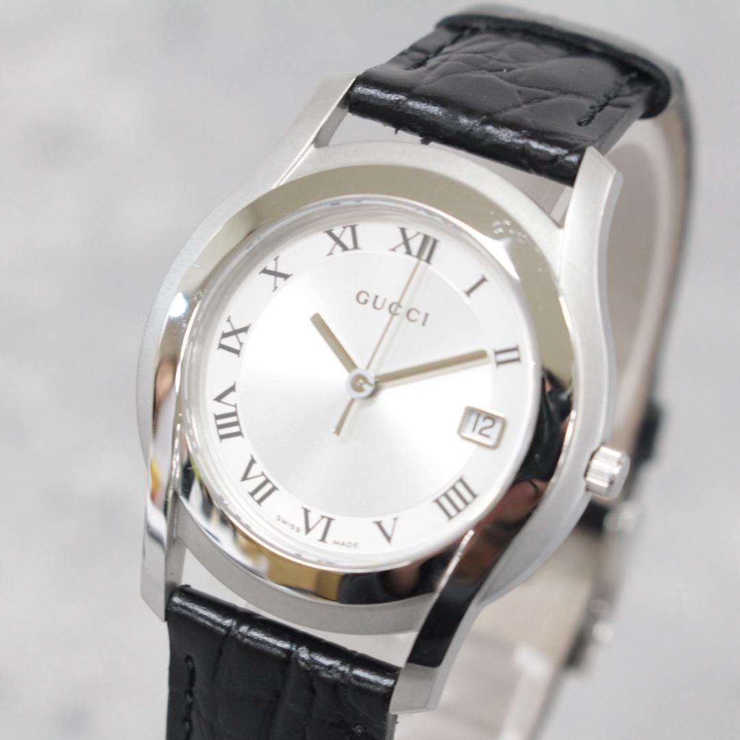▲GUCCI/グッチ 腕時計 5500M クォーツ レザーベルト