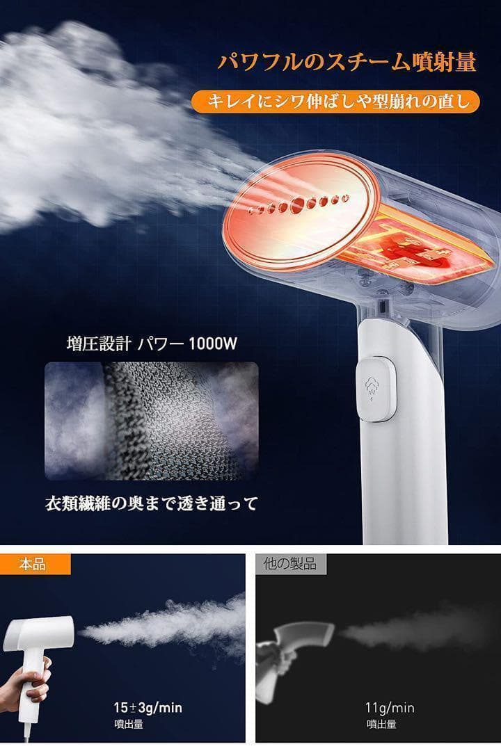 y861　スチームアイロン 衣類スチーマー 折り畳み ハンディーアイロン　携帯