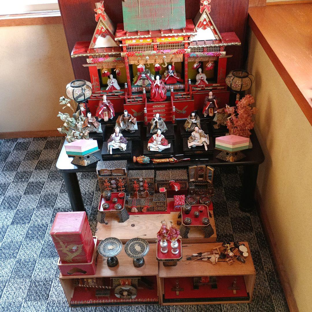 お値下げ♥雛人形 御殿飾り　伝統的な雛人形セット 昭和30年レトロ♥