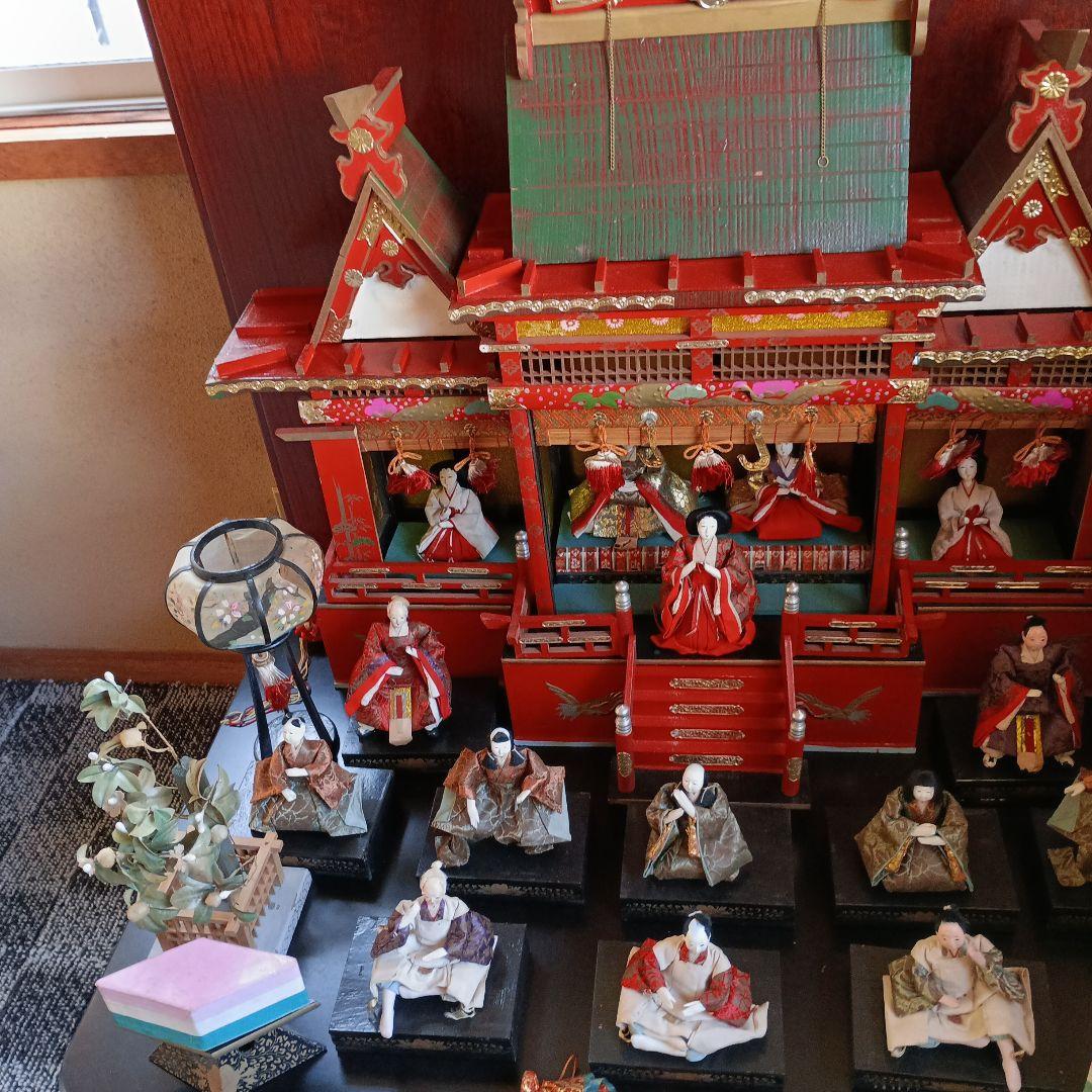 お値下げ♥雛人形 御殿飾り　伝統的な雛人形セット 昭和30年レトロ♥