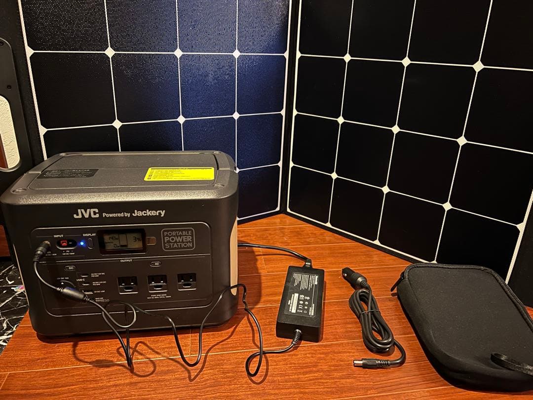 【本日限定価格！セット販売】JVC ポータブル電源 ポータブルソーラーパネル
