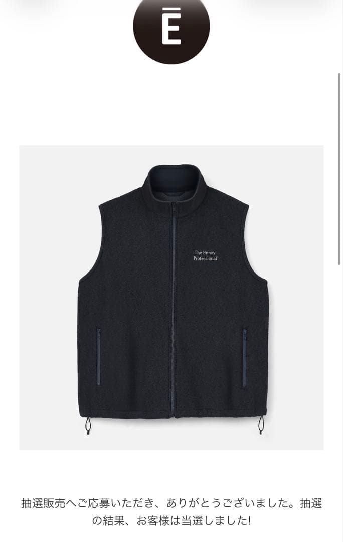 トップス ennoy PROFESSIONAL FLEECE VEST (BLACK) L