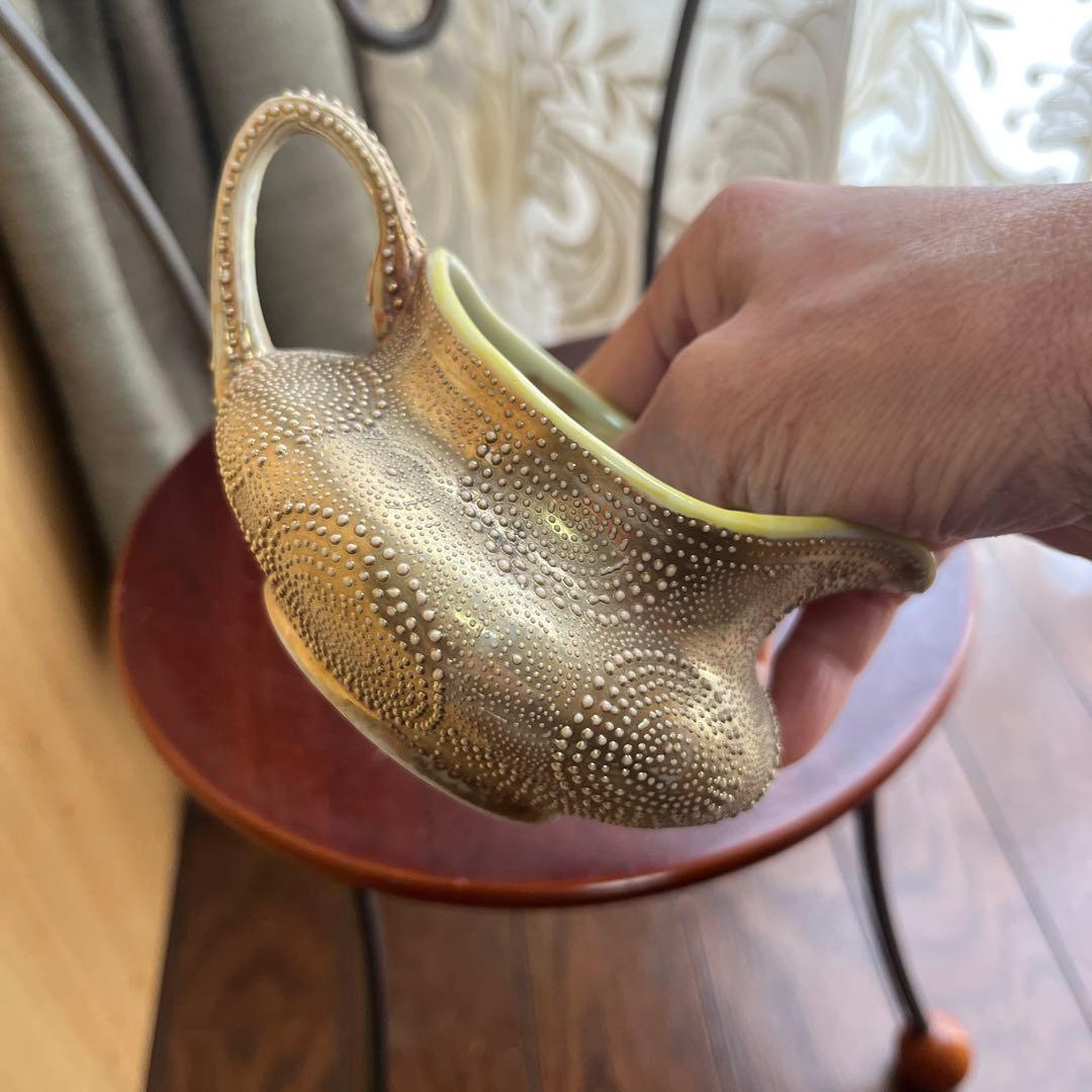 オールドノリタケ金と金点盛りのクリーマー美術品メープル印1890年代技術力の凄さ