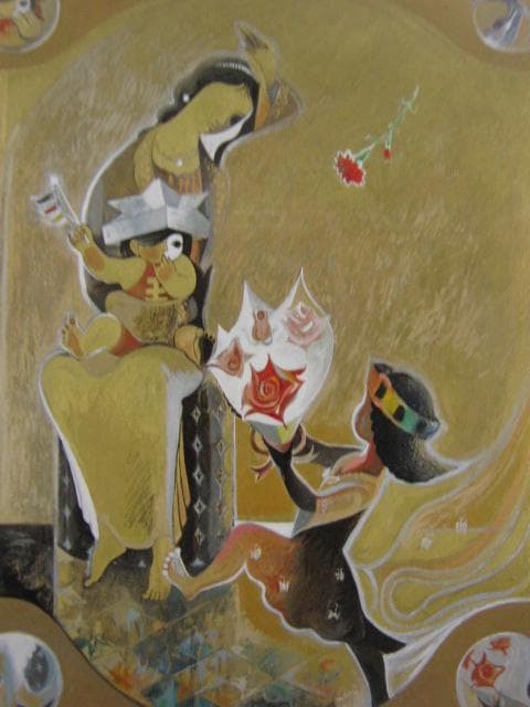 阿部盛有【鏡】希少な額装用画集より、状態良好、新品高級額装付