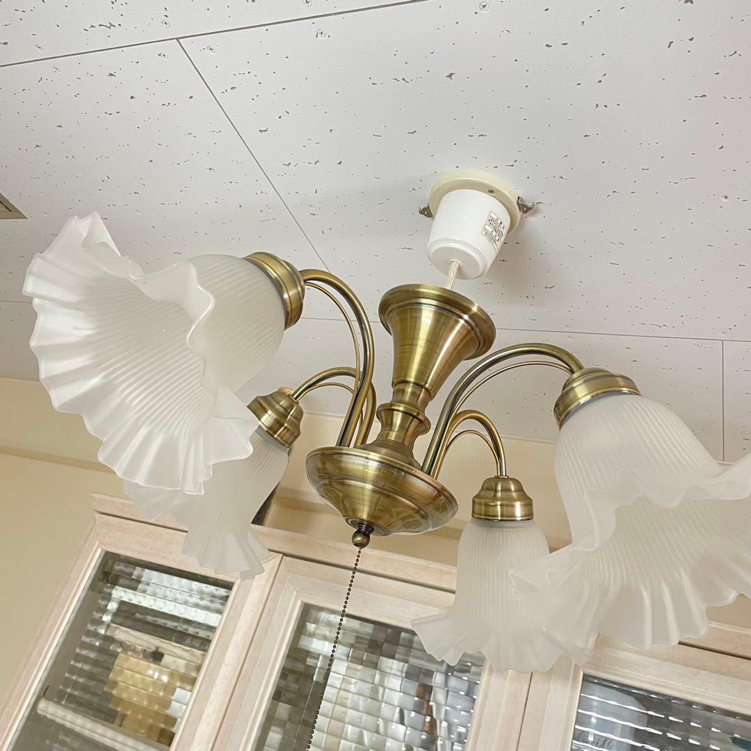 シャンデリア アンティーク ヴィンテージ 電灯 4灯