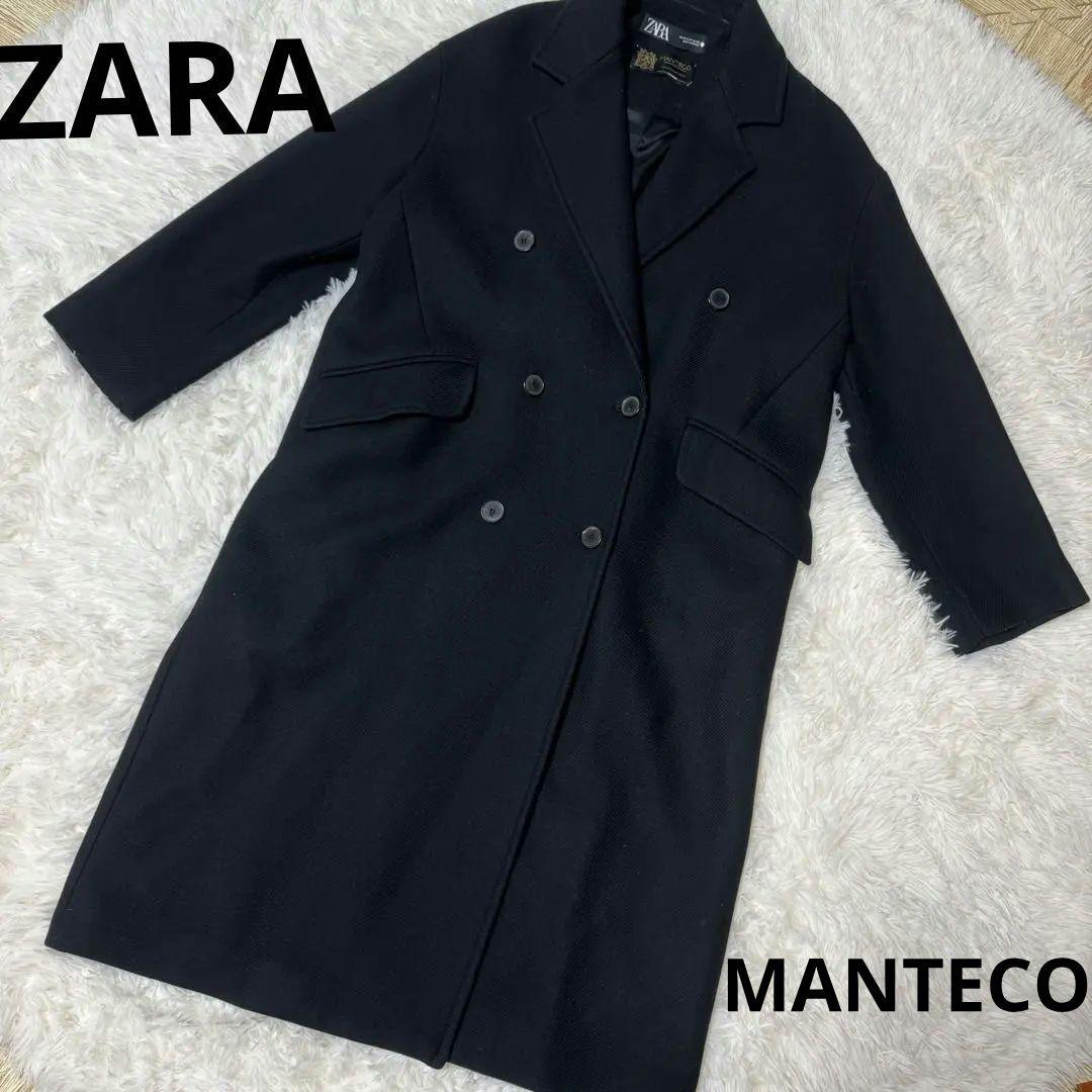 【極美品】ザラ マンテコ ヘリンボーン ダブルチェスターコート 黒 L相当