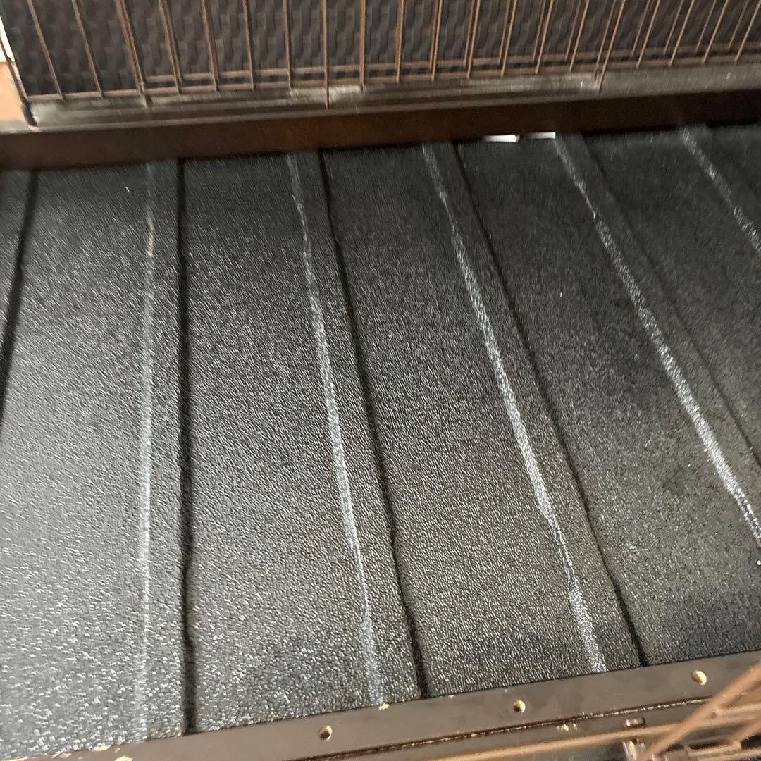 天然木　伸縮木製スライドペットサークル ダークブラウン　屋根・トレイ付き