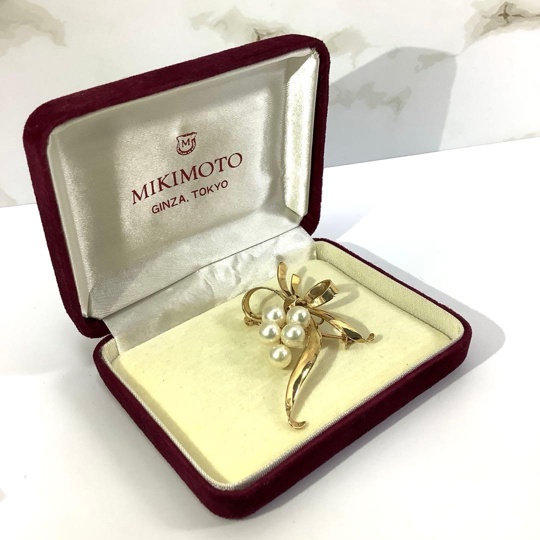 ア*ラ様 美品 MIKIMOTO ミキモト K14 パール ブローチ 愛子様着用