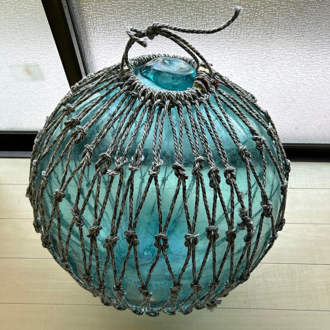 48センチ特大美　ガラス玉　浮き玉　吊り下げ　自立で立つ　置物　インテリア　漁具