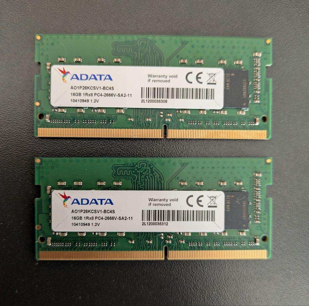 ADATA 32GB (16GBx2) DDR4 メモリ PC4-2666V