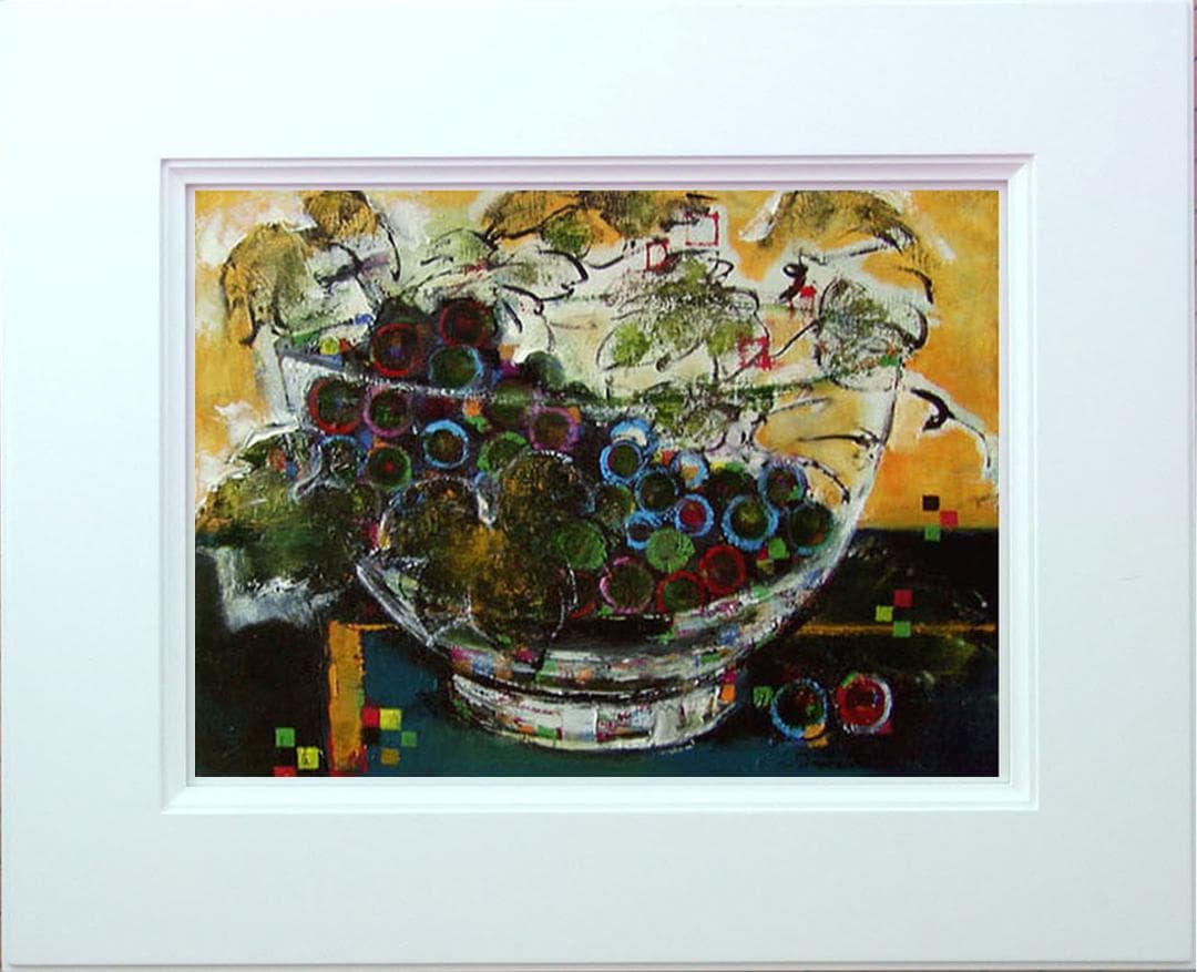 油絵 絵 絵画 インテリア 額付(白) uF6-061203 静物 果物 ぶどう