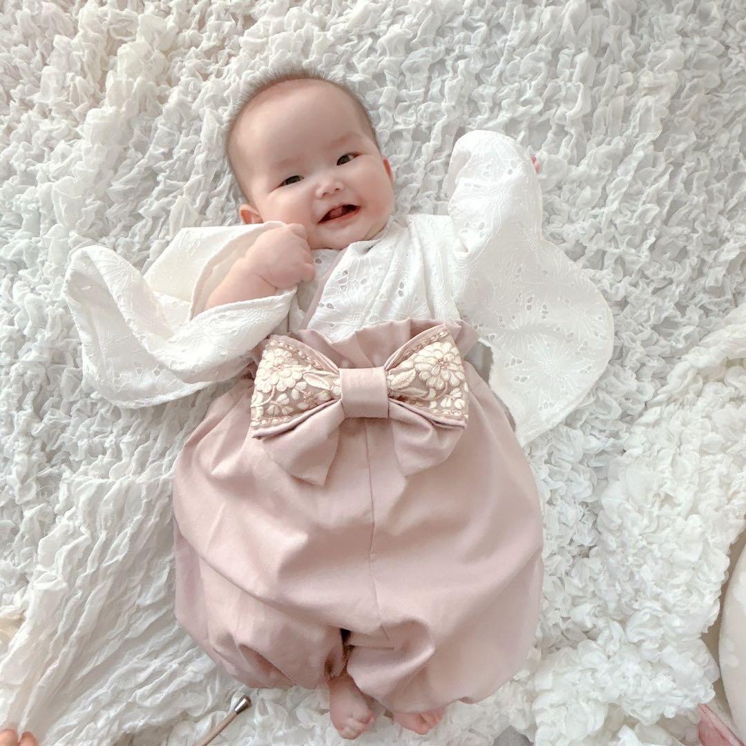 《60-100ワンサイズ》ベビー袴　ベビー着物　お食い初め　初節句　ひな祭り❁⃘*