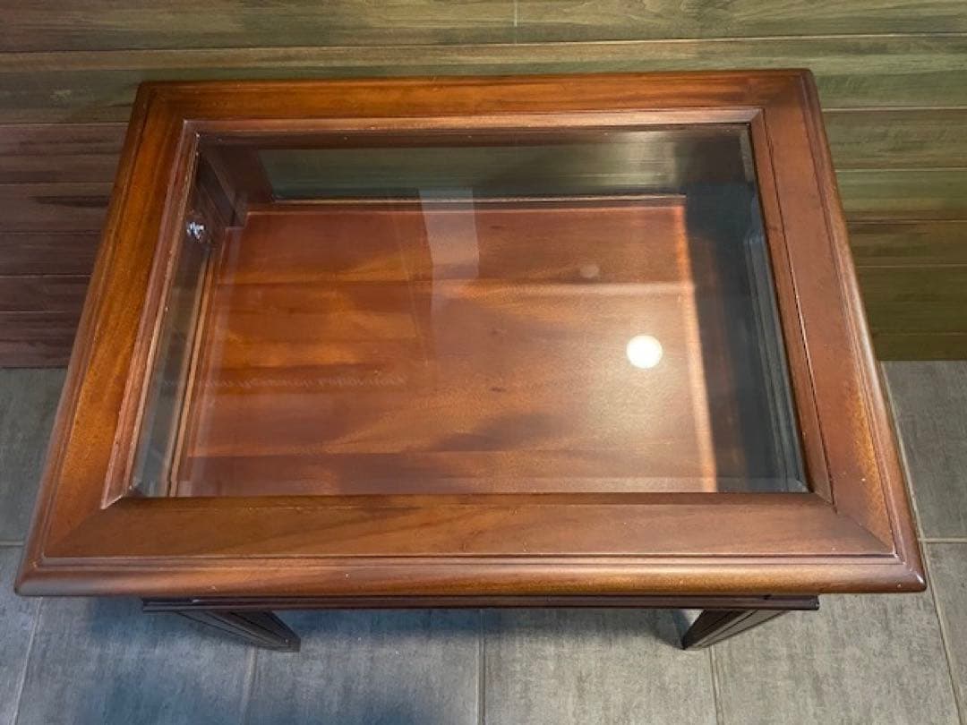 直接引取歓迎 超美品■面取ガラス硝子 コレクションテーブル/ショーケーステーブル