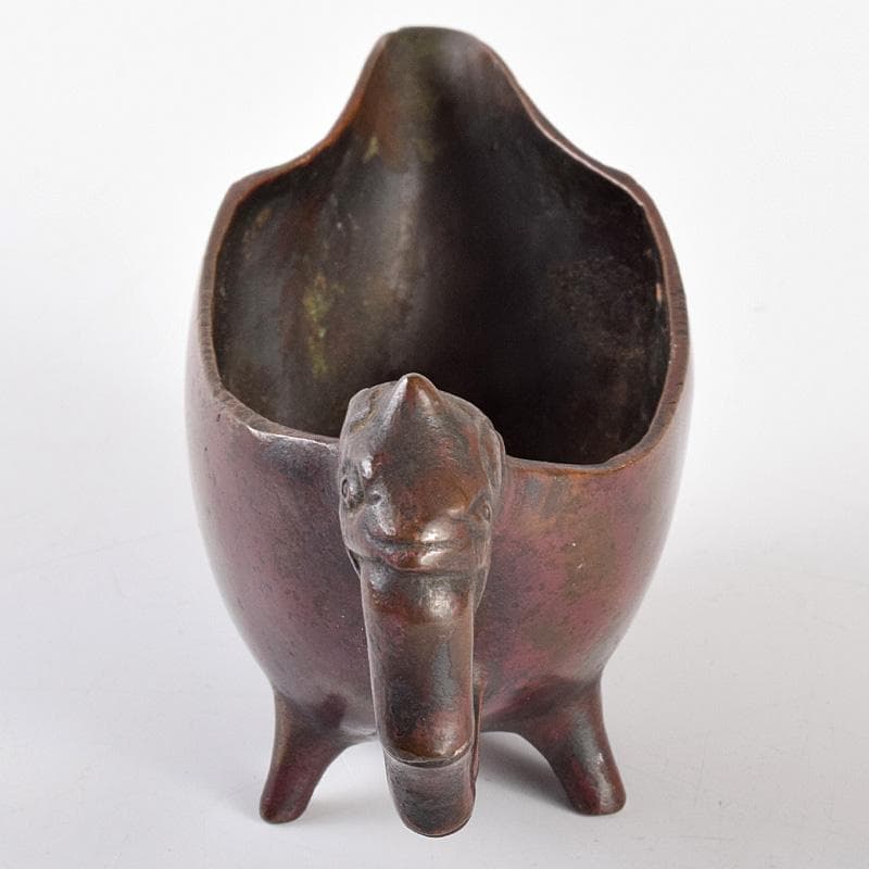 中国　紫斑銅　神獣持ち手　爵　N　R5072