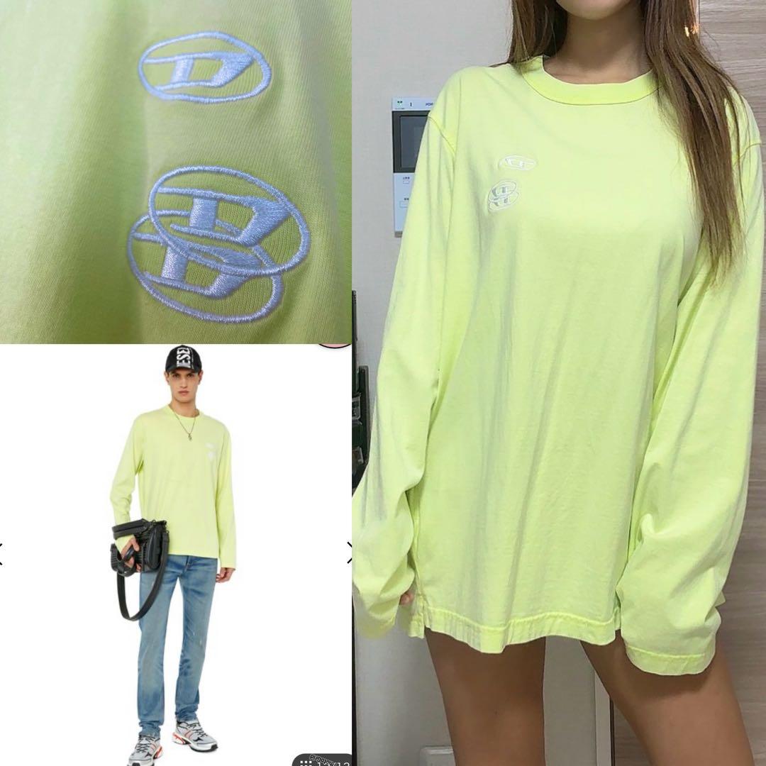 DISEL ロンT ネオンイエロー　蛍光黄色