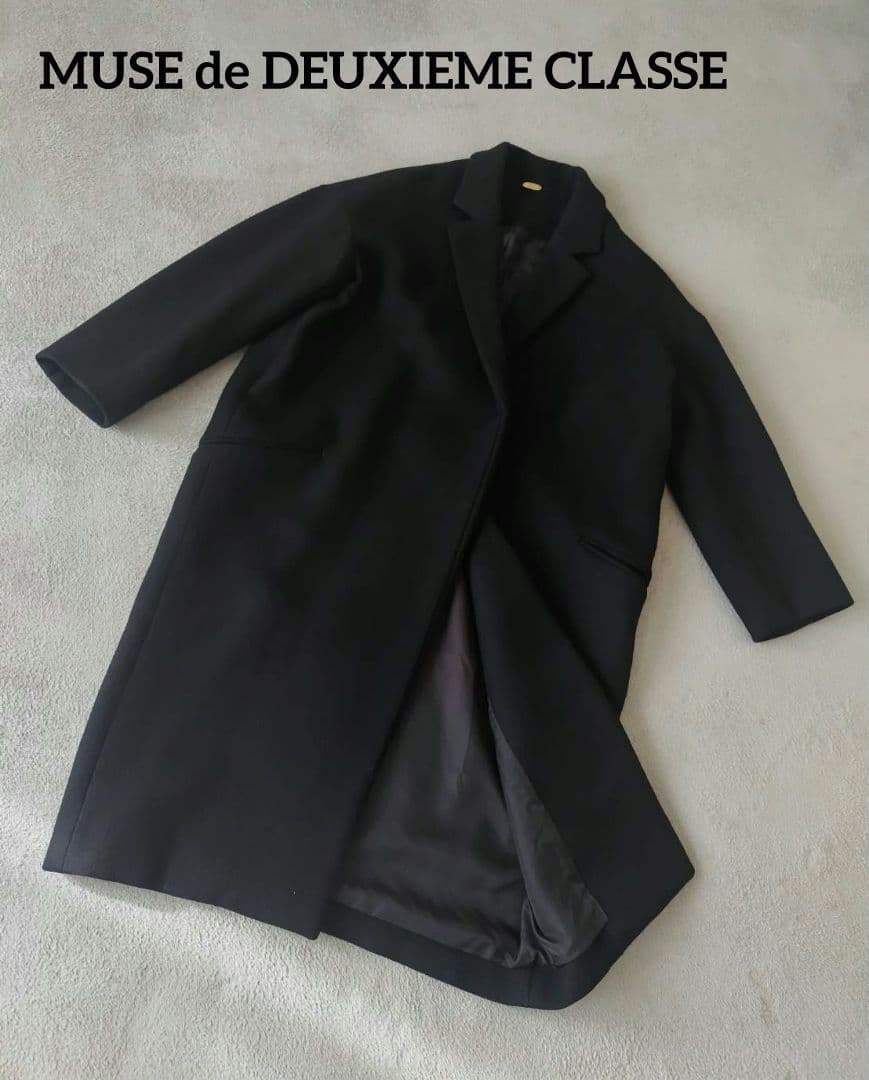 ミューズドゥドゥーズィエムクラス チェスターコート コクーン 黒