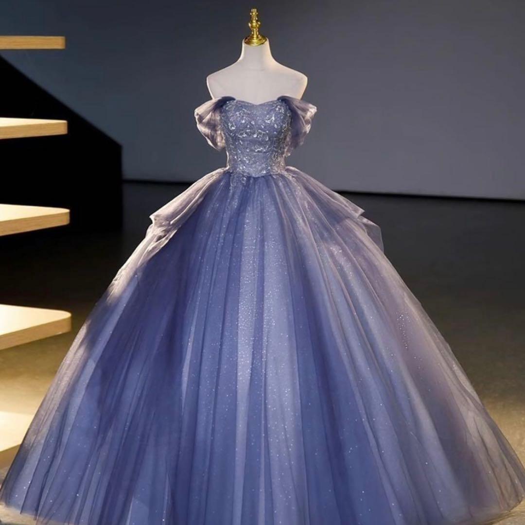 カラードレス ネックレス ピアス 文化祭 卒業式 青 紫 シルバー キラキラ