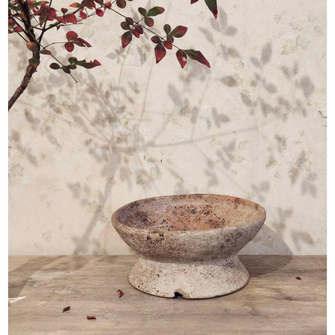 出土品 風合いが美しい素焼きの祭具 高杯 器 鉢 テラコッタ 古代 土器 古道具