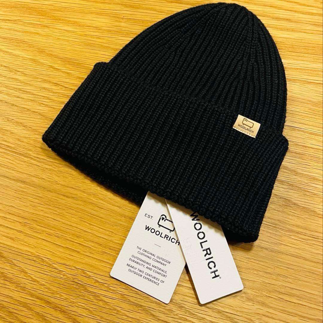 定価1.6万 新品 黒 ウールリッチ メリノウールリブビーニー ユニセックス