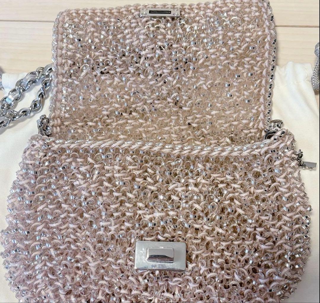 美品 アンテプリマ ルッケット ワイヤーバッグ　パウダリーピンクシルバー