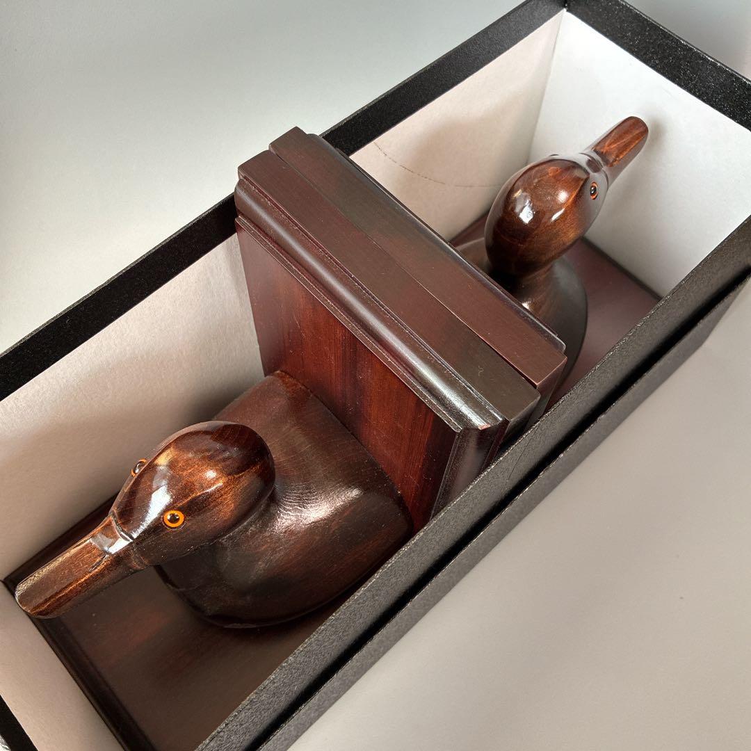 ヴィンテージTSUBOGEN木味ハンドメイド マガモ　デコイ ブックエンド　鴨