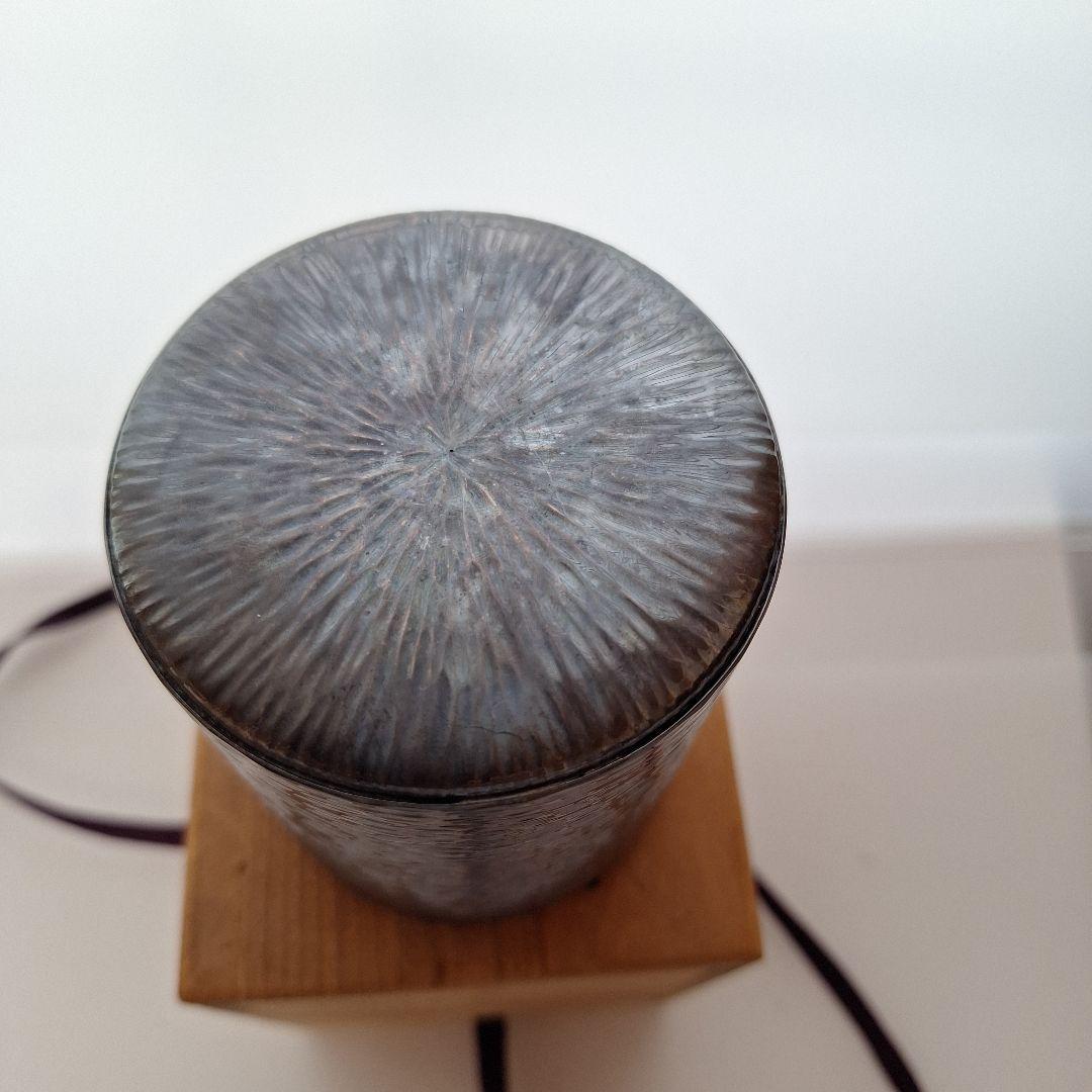 松栄堂　純銀製　茣座目打　茶筒　茶道具　銀器　銀製品