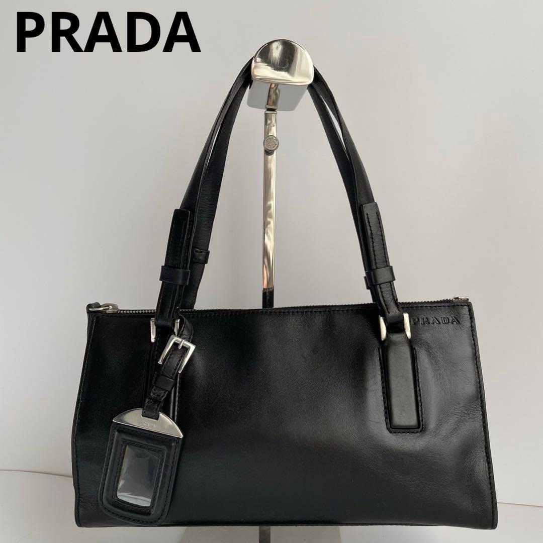■美品■ PRADA ハンドバッグ　ミニボストン　黒　レザー　白タグ　y2k