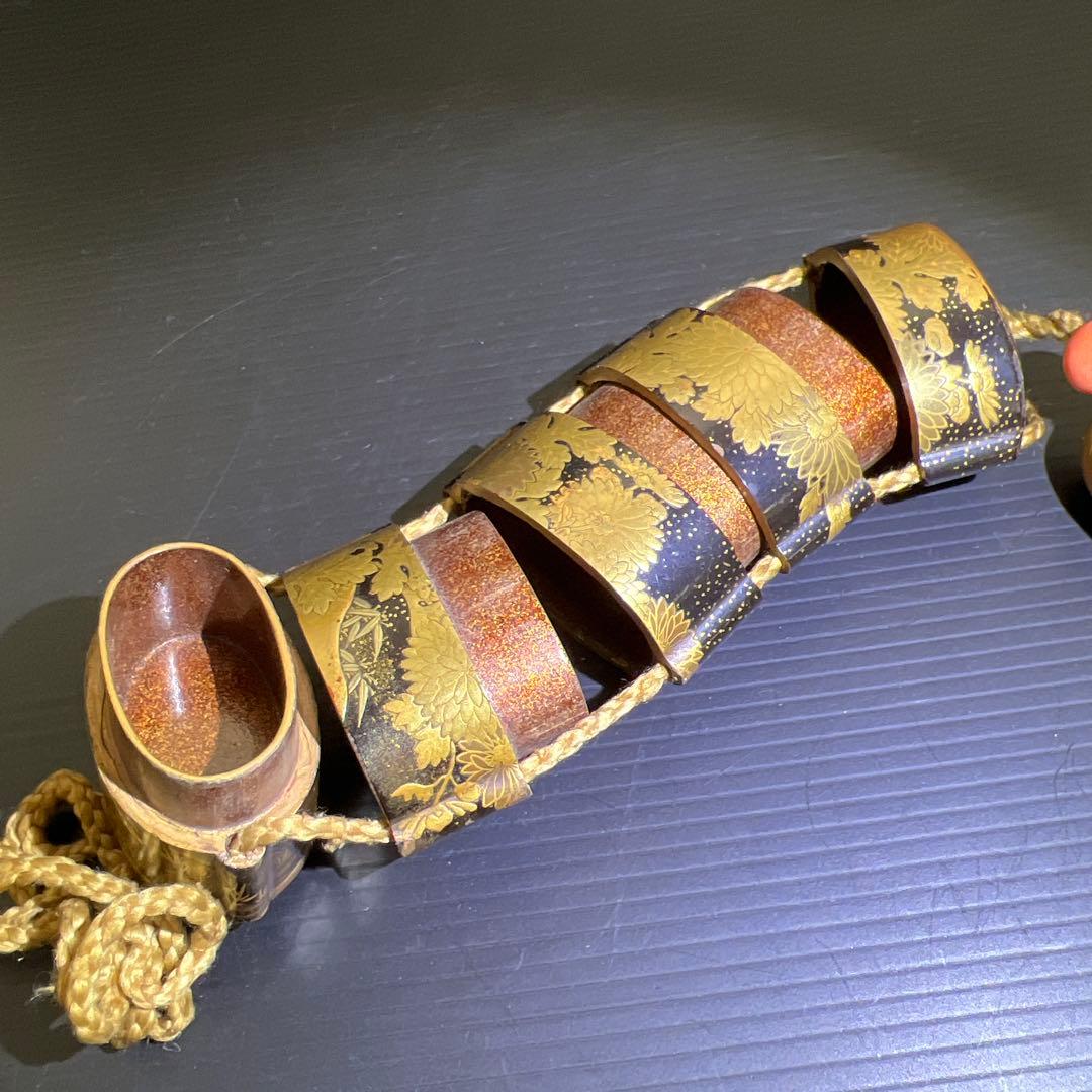 江戸時代　山田常嘉斉　極上蒔絵印籠　木箱付　76g 東Y7-1016☆2F