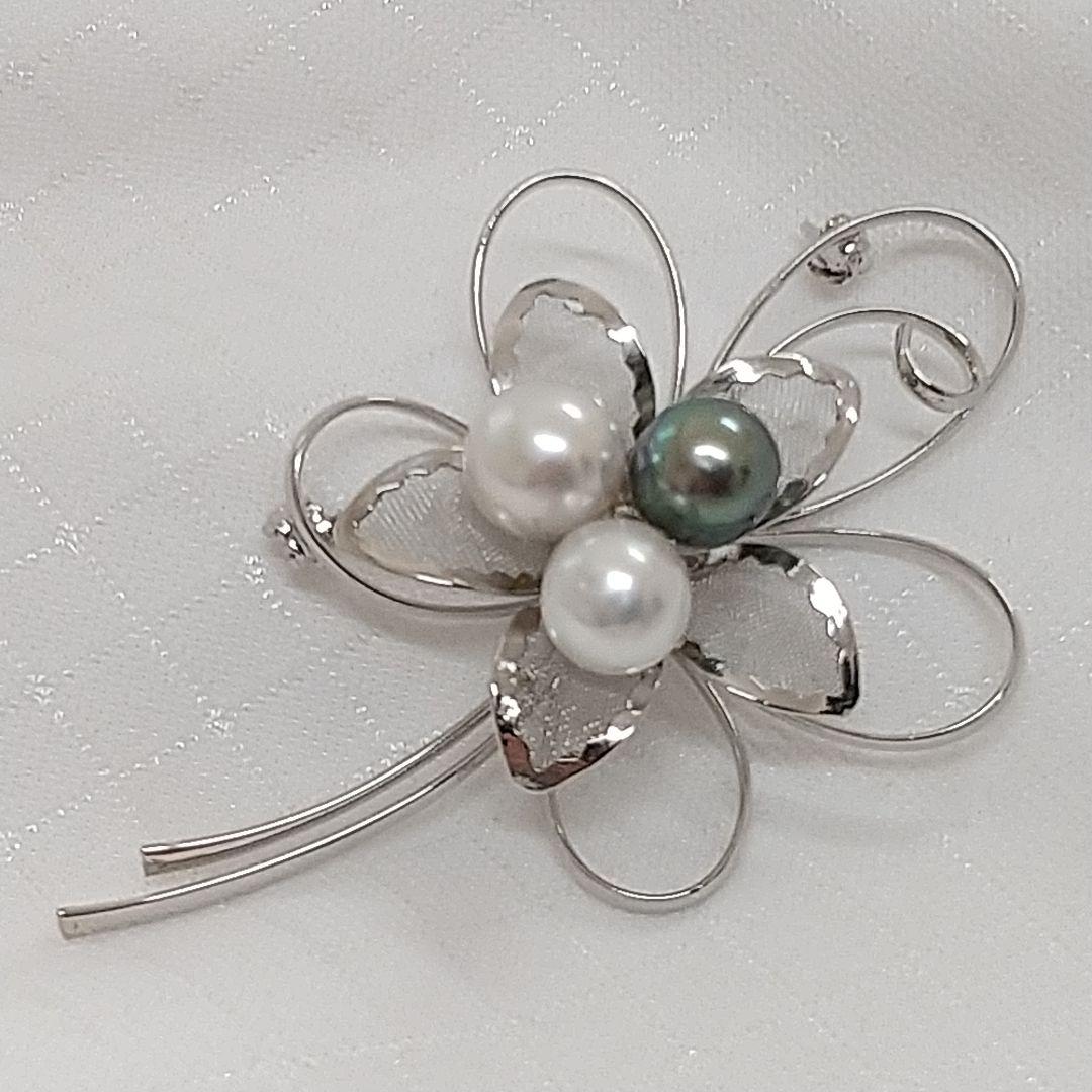 新品　真珠ブローチ　南洋白蝶真珠　黒蝶真珠　マルチカラー　コサージュ
