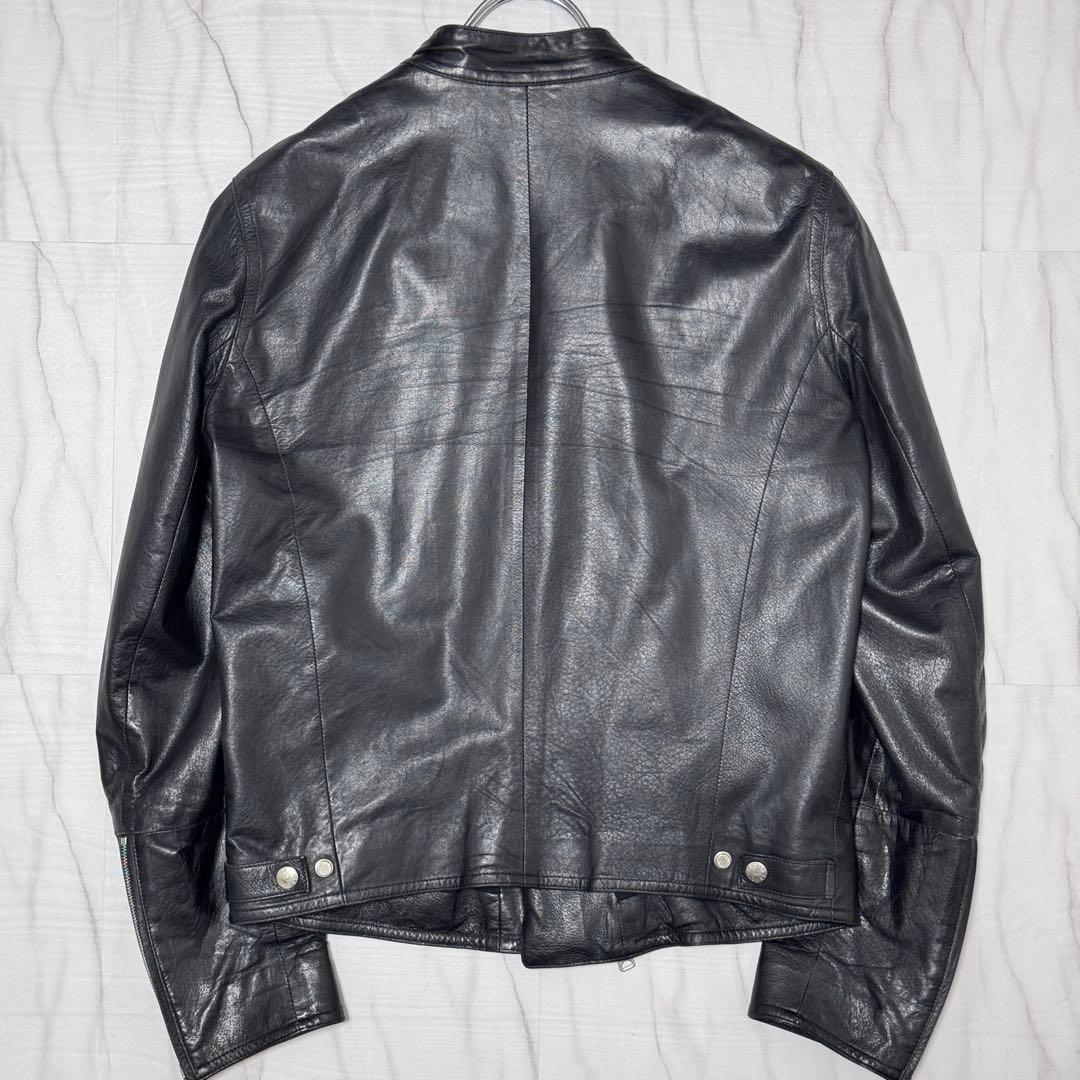 希少Lサイズ✨エンメティ ジョセフ ラムレザー シングルライダースジャケット 黒
