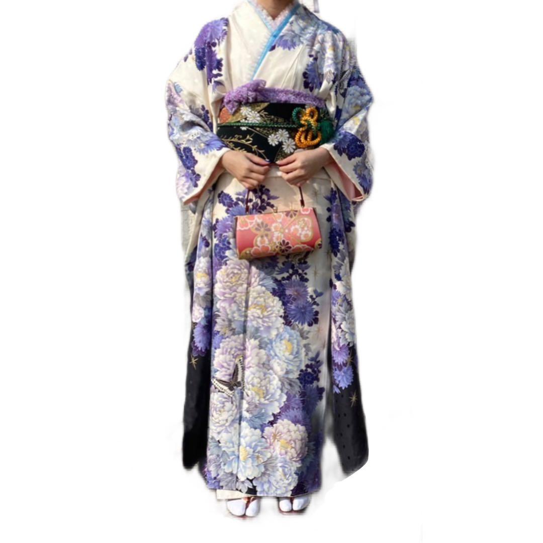 振袖フルセット 紫 白 成人式 結婚式