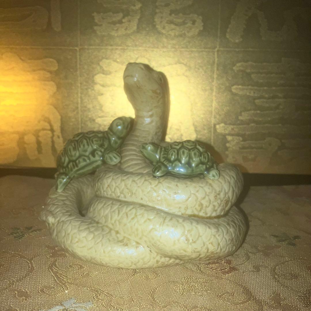 【特級呪物】玄武様の守護神宿る蛇亀のオブジェ　縁起物　風水　四天王　開運　占い