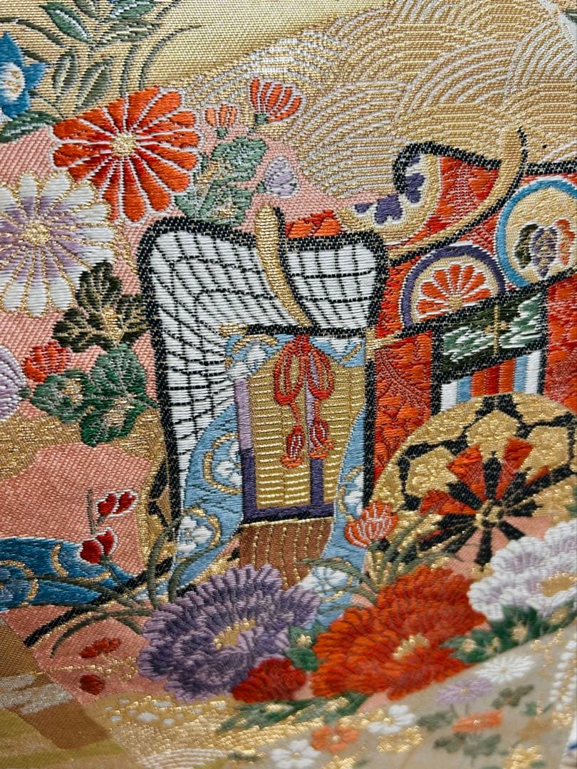 最高級本加賀友禅手書き技術者西川健一作品 本金箔高級袋帯23点完全フルセット