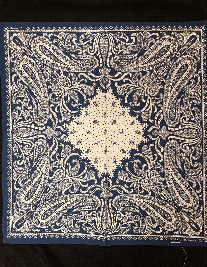 RRL ペイズリー柄 バンダナ ネイビー/アイボリー　未使用