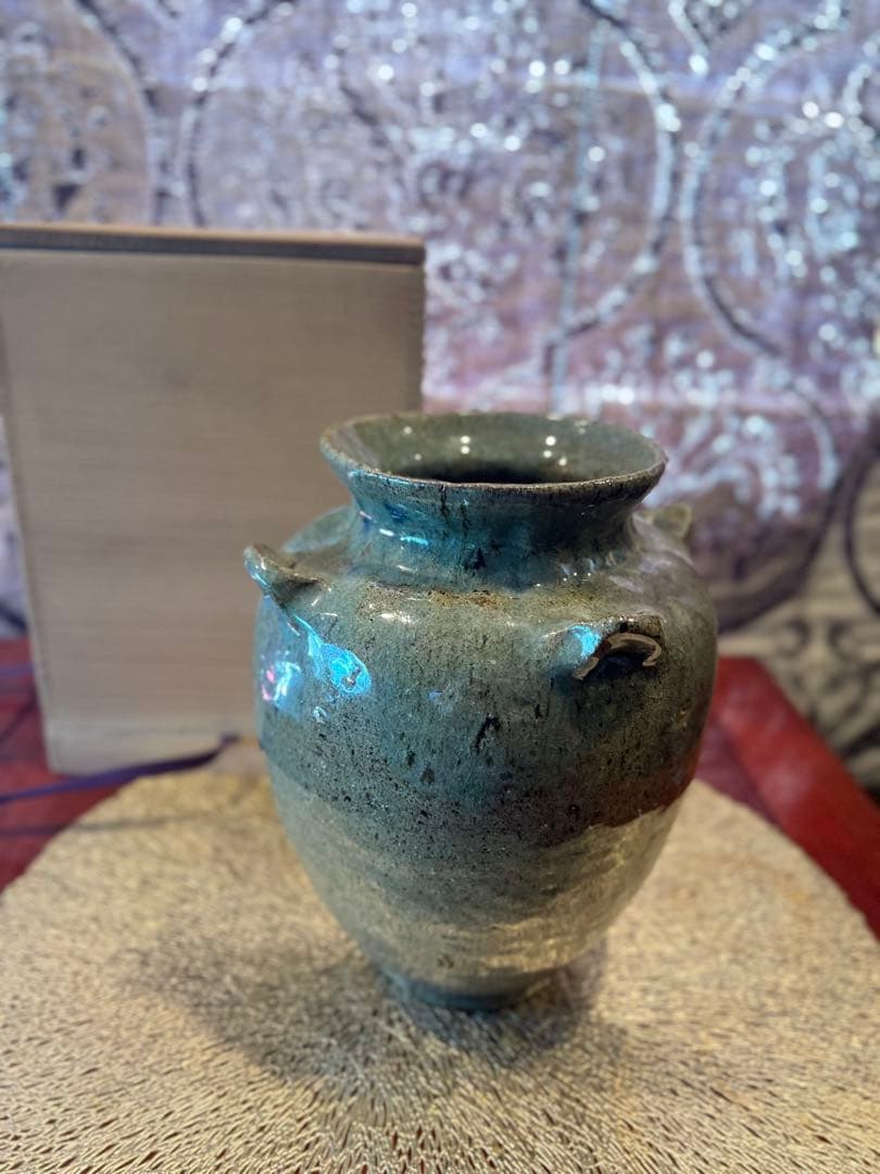 アンティーク　角館焼　耳付き壺花瓶　花器　Japanesetraditional