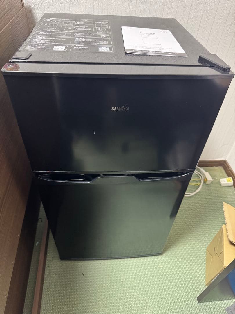 SAMKYO 冷蔵庫 95L 小型 2ドア 家庭用 耐熱天板 コンパクト 右開き