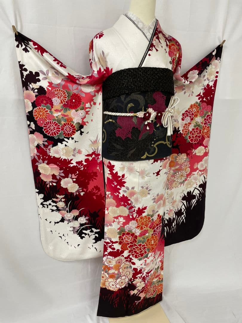 売約済み【WA-Modern】★★正絹　手描き友禅　振袖7点フルセット★★