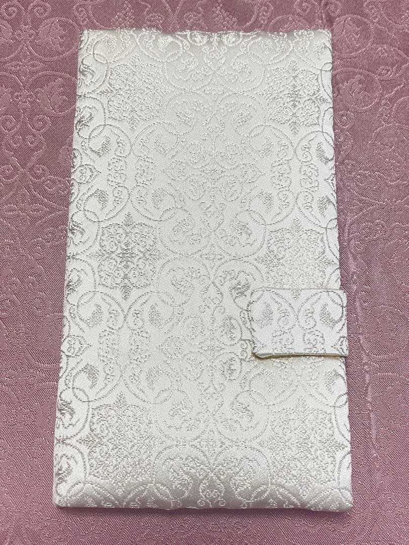 A未使用保管品龍村美術織物葡萄唐草文錦白銀+黄金iPhone11ProMax用